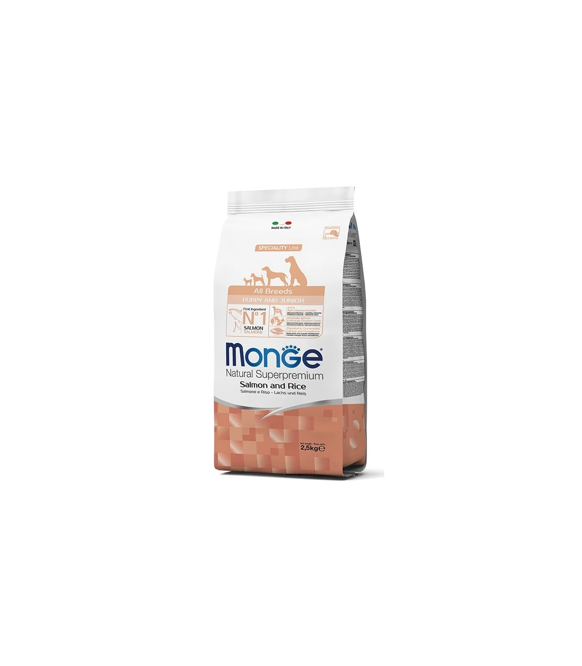 Monge Cane Puppy & Junior All Breeds Salmone E Riso 2,5 Kg 1 Monge Cane Puppy & Junior All Breeds Salmone E Riso 2,5 Kg