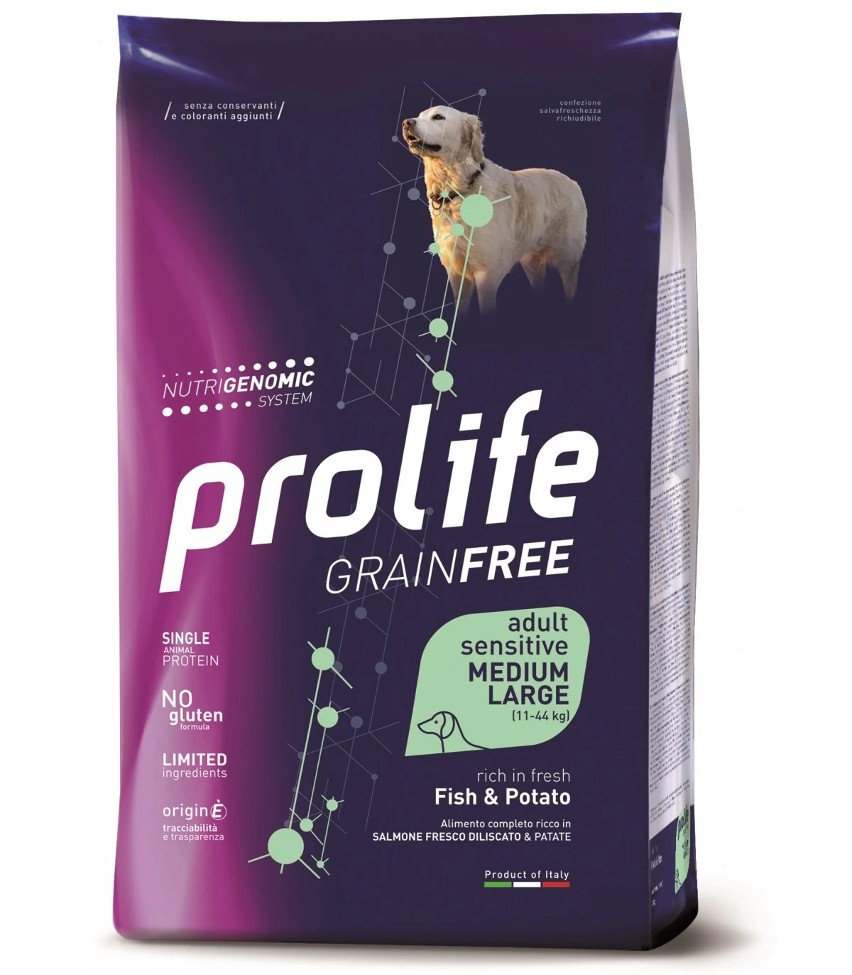 Prolife Cane Grainfree Adult Sensitive Salmone & Patate Medium Large 10 Kg 1 Prolife Cane Grainfree Adult Sensitive Salmone & Patate Medium Large 10 Kg